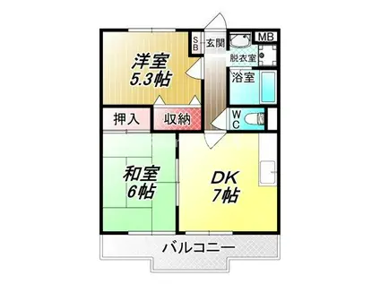 パストラルタツミI(2DK/2階)の間取り写真