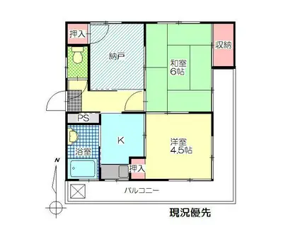 鶴見台第一ビル(3K/4階)の間取り写真