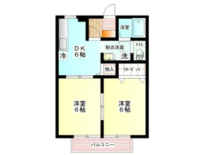 サンガーデン旭通III番館(2DK/1階)の間取り写真