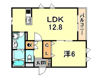 ネオメゾン東灘(1LDK/2階)の間取り写真
