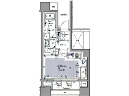 イニシアイオ西麻布(ワンルーム/2階)の間取り写真
