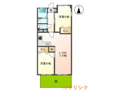 ゴールドパレス香流(2LDK/1階)の間取り写真