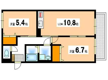 レトア井口台(2LDK/1階)の間取り写真