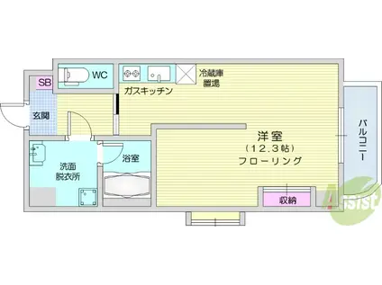しゃとれ向山(1K/1階)の間取り写真