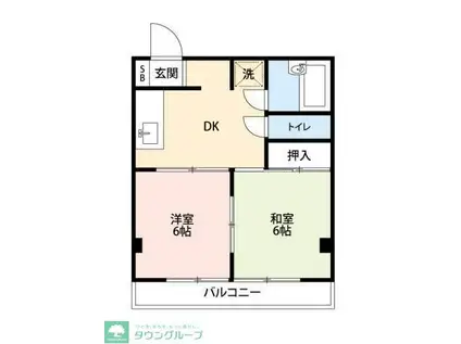 カーサハシモト(2DK/2階)の間取り写真