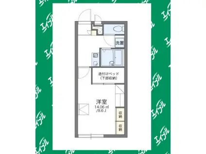 レオパレス緑が丘(1K/2階)の間取り写真