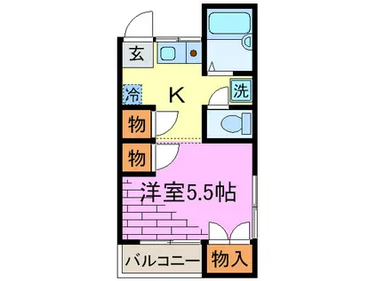 澤登ハイツE(1K/2階)の間取り写真
