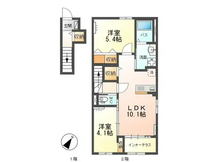 リバティコートH&M V(2LDK/2階)の間取り写真