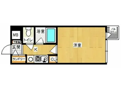 ダイナコートヒルズ折尾(1K/3階)の間取り写真