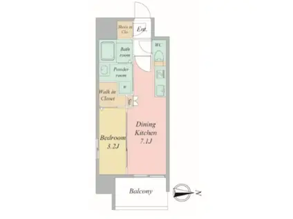 ブランシエスタ森ノ宮(1DK/11階)の間取り写真