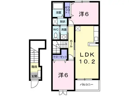 アローザ25B(2LDK/2階)の間取り写真