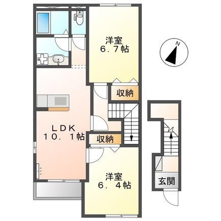 ブルー・ブラン(2LDK/2階)の間取り写真