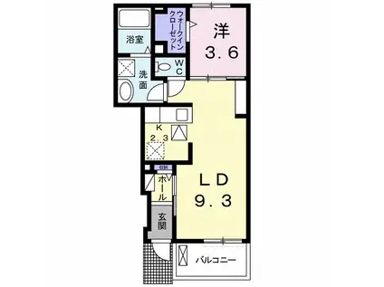 フィオリーレVIII(1LDK/1階)の間取り写真