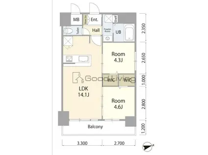 COCO TERRASSE 東公園(2LDK/6階)の間取り写真