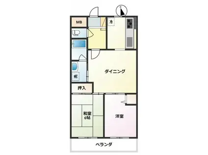 サンライズサカヤ(2DK/2階)の間取り写真