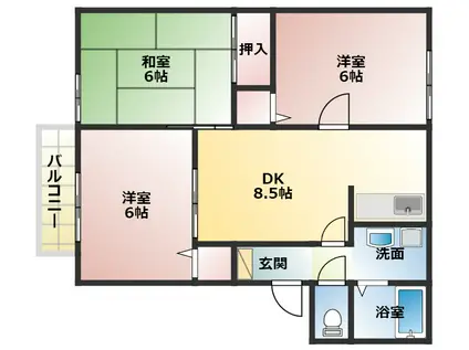 エスワンハイツ(3DK/2階)の間取り写真