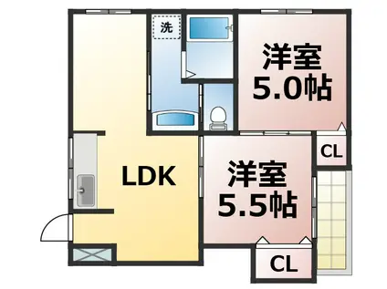 サンシャインアーク(2LDK/3階)の間取り写真