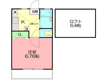 シャローム湘南(1K/2階)の間取り写真