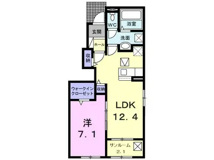 ブリーズ雨池 I(1LDK/1階)の間取り写真