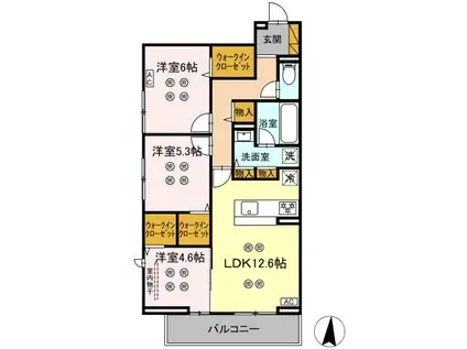 ローテ ベルク(3LDK/2階)の間取り写真