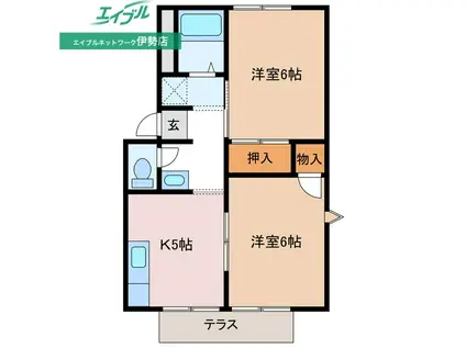 セジュール一番館(2DK/1階)の間取り写真