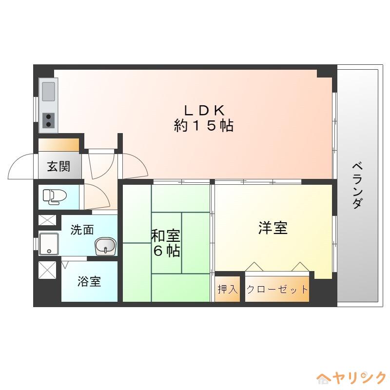 ジュネス青山(2LDK/2階)の間取り写真