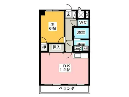 ルミエール西前田(1LDK/6階)の間取り写真