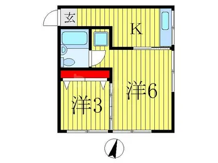 八千代荘(2K/2階)の間取り写真