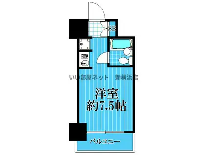 ライオンズマンションヨコハマ戸部(ワンルーム/7階)の間取り写真