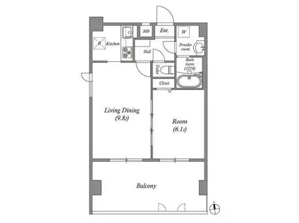 アーバハイツ六町環七北通(1LDK/4階)の間取り写真