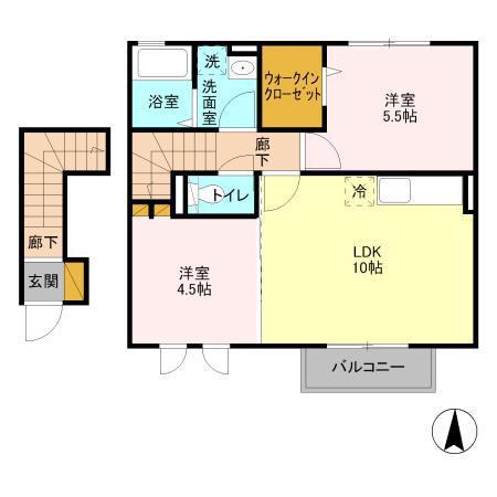 プランドール(2LDK/2階)の間取り写真