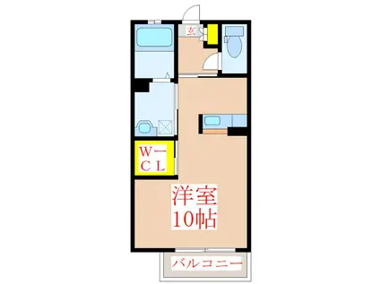 シティービュー野口B棟(ワンルーム/1階)の間取り写真