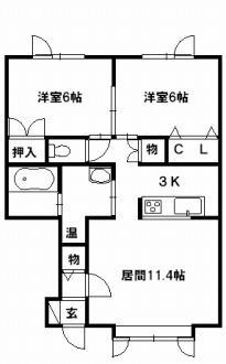 MIK ATLANTIS(2LDK/1階)の間取り写真