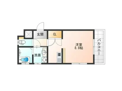 AMEDEE福島(ワンルーム/3階)の間取り写真