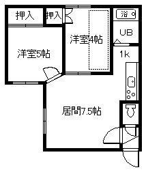 JR石北本線 南永山駅 徒歩32分 2階建 築37年(2LDK/2階)の間取り写真