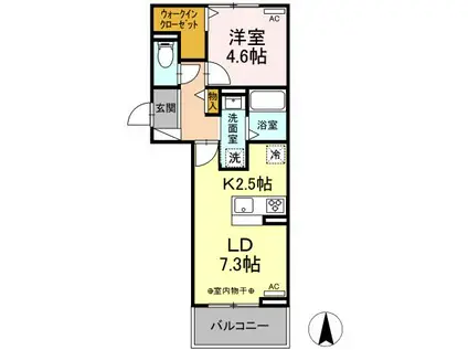 ラフィネ(1LDK/2階)の間取り写真