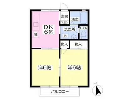 グリーンパーク(2DK/2階)の間取り写真