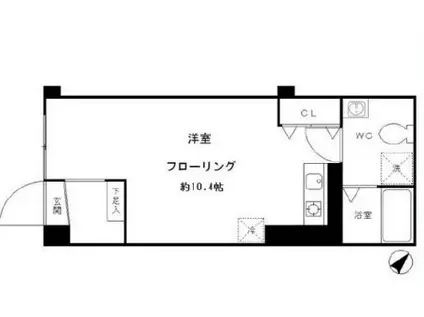 M.FLAT(ワンルーム/1階)の間取り写真