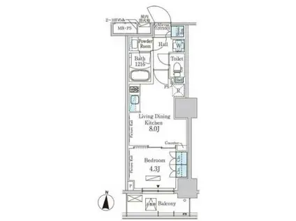 パークアクシス錦糸公園(1LDK/2階)の間取り写真