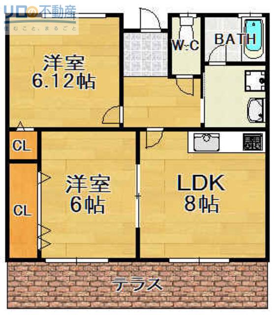 シャン・ドゥ・オルキデ(2LDK/1階)の間取り写真