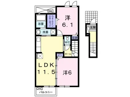 クリオスII(2LDK/2階)の間取り写真