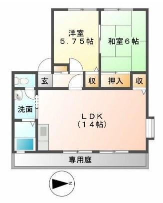 コーポサンライズ(2LDK/1階)の間取り写真