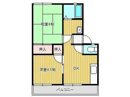 幸町・聖ハイツB棟(2DK/2階)の間取り写真