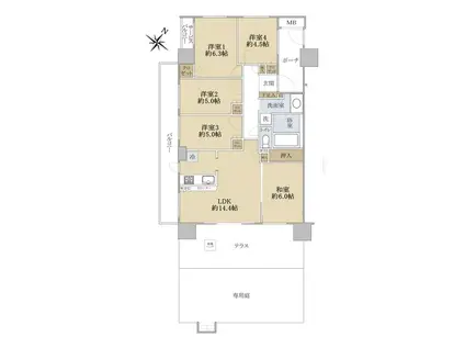 ガーデンブリーズ光の街(5LDK/1階)の間取り写真