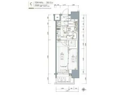 エステムコート名古屋新栄VI アートテラス(1DK/10階)の間取り写真