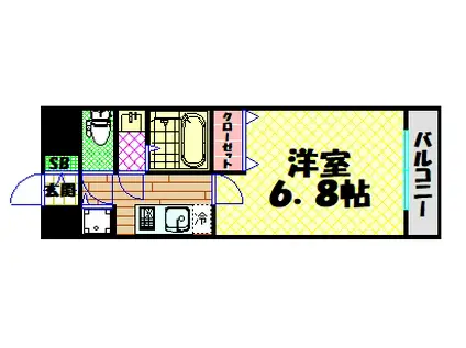 ラヴ心斎橋ウエスト(1K/12階)の間取り写真