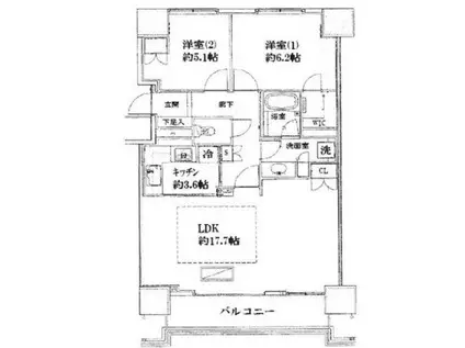 アイマークタワー(2LDK/19階)の間取り写真