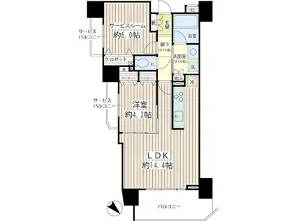 アルコード川崎デュアル(1SLDK/9階)の間取り写真