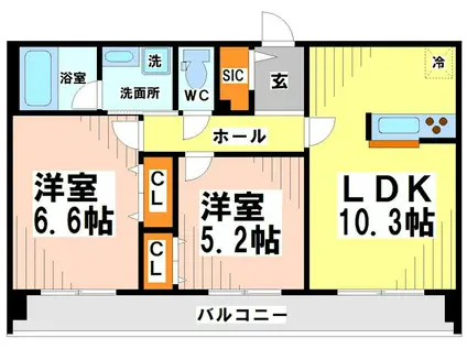 THE URANUS弊社管理物件(2LDK/2階)の間取り写真
