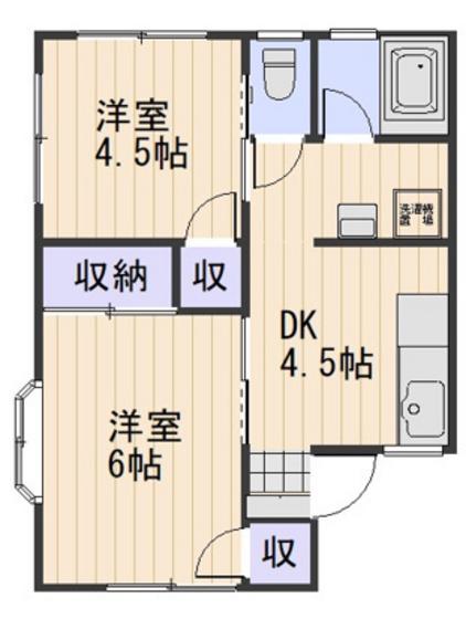 シティハイムカトレア(2DK/2階)の間取り写真